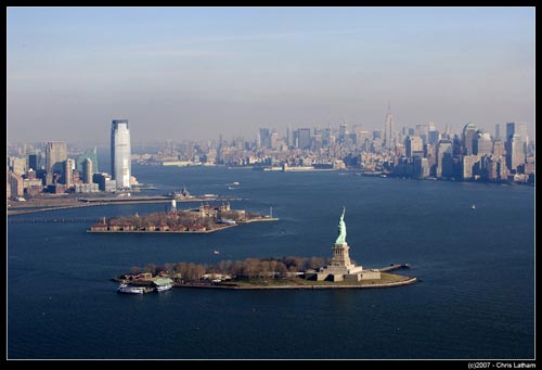 Aerial View of the Statue of Liberty 