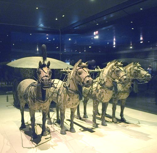 Bronze Horses and Chariot at Emporer Qin's Terracotta Warriors and Horses Museum